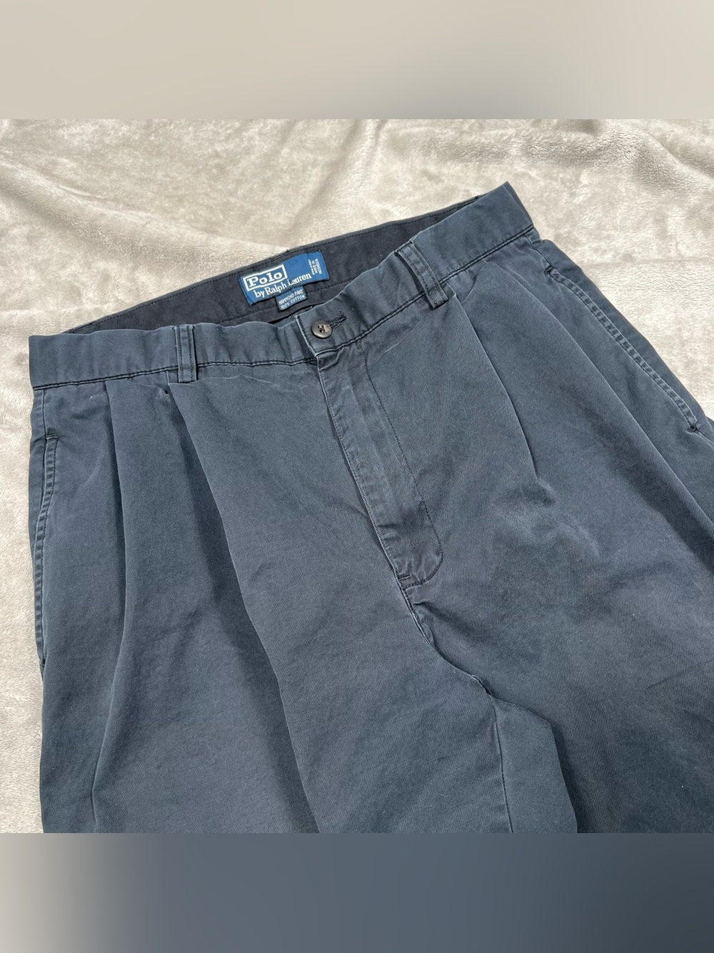 Vintage Polo Ralph Lauren Hammond Pants Mens 32x28 Blue Pleated Preppy Baggy Y2K